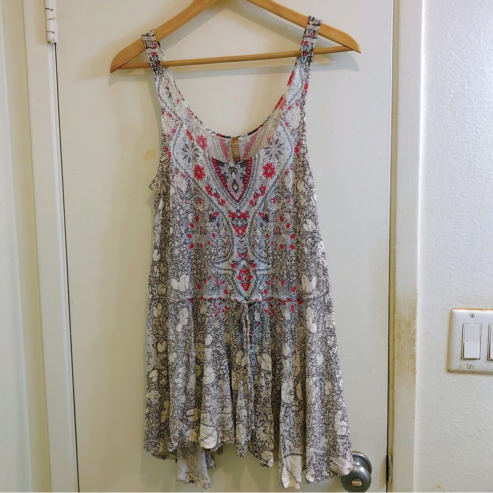 Free People Tank Top Tunic. Drawstring Waistline. Curved Hemline. Size Medium.